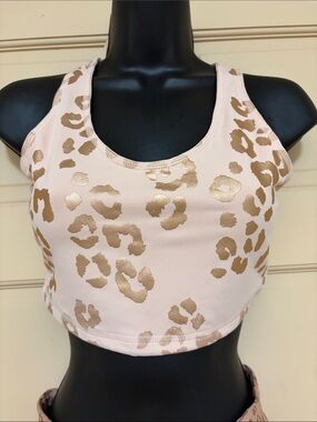 1.4.3. Story by Line Up Blush Pink Metallic Gold Leopard Print Crop Top